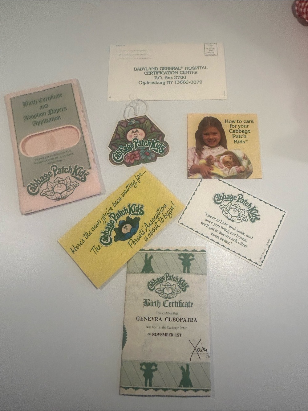 1985 Cabbage Patch Kids Genevra Cleopatra Doll Birth Certificate Adoption Papers - Picture 10 of 16
